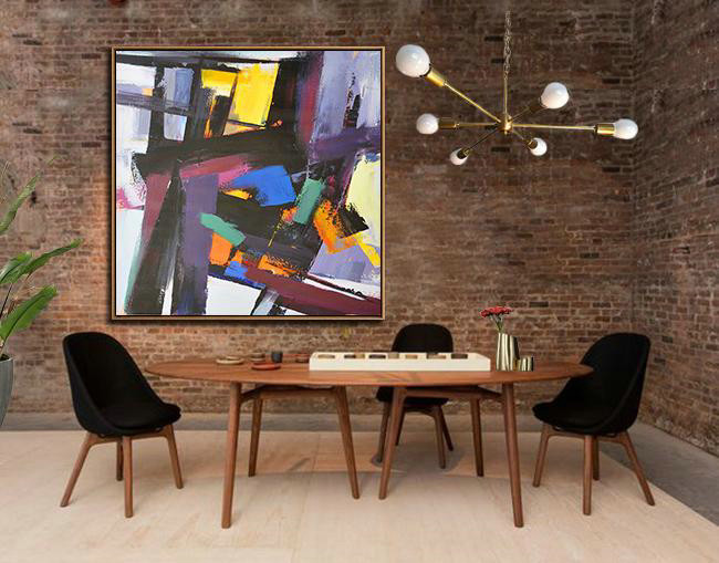 Handmade Large Painting,Oversized Palette Knife Painting Contemporary Art On Canvas,Canvas Wall Art Home Decor,Black,Purple,Pink,Blue,Yellow,Brown.etc